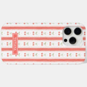 Gestreept Aquarel Kersen Monogram Case-Mate iPhone Case (Achterkant (horizontaal))