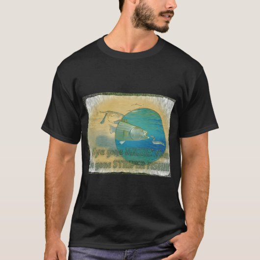 Gestreept Baars Vissen op zwart T-shirt (Voorkant)
