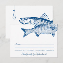 Gestreept Bas Fishing thema Elegante Trouw RSVP Kaartje