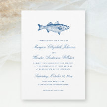Gestreept Bass Vis Thema Elegant Navy Bruiloft