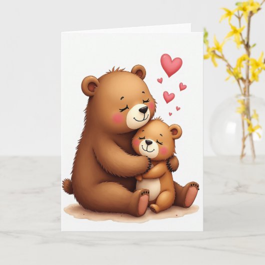 Gestreept Beren Liefdevolle Kaart (Gele Bloem)