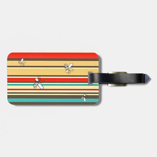 gestreept bijenpatroon |  Bagagelabel (Achterkant horizontaal)