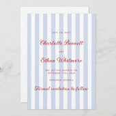 Gestreept blauw en rood Bewaar de datum Kaart (Voorkant / Achterkant)