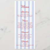 Gestreept blauw en rood huwelijksmenu menu (Voorkant)