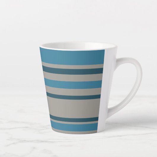 Gestreept blauw grijs latte mok (Rechts)