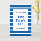 Gestreept blauw Happy Vaderdag Opa Kaart (Gele Bloem)