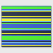 Gestreept blauw, Limoen en geel Modern Gift Wrap Cadeaupapier (Vlak)