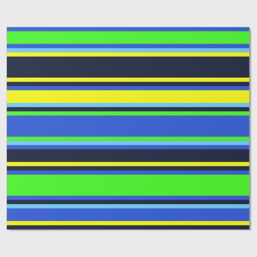 Gestreept blauw, Limoen en geel Modern Gift Wrap Cadeaupapier (Vlak)