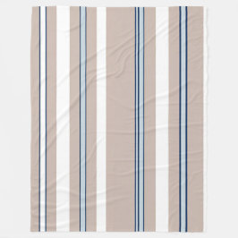 Gestreept Blauw, Wit & Beige met zwarte accenten Fleece Deken