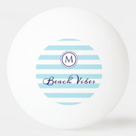 Gestreept Blauw Wit Strand Vibes Preppy Monogram Pingpongbal