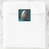 Gestreept Bloem Paasei Vierkante Sticker (Tas)