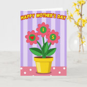 Gestreept Bloemen Moeder Liefdevolle Kaart (Gele Bloem)