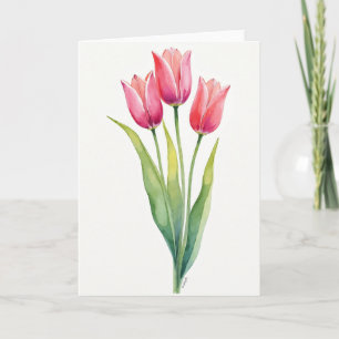 Gestreept bloemenaquarellenkaart kaart