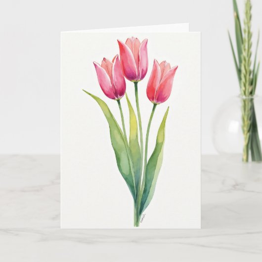 Gestreept bloemenaquarellenkaart kaart (Voorkant)