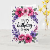 Gestreept bloemenguirlande kaart (Gele Bloem)