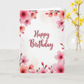 Gestreept Bloesem Script Kaart (Gele Bloem)