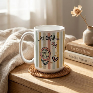 Gestreept Boho Bloemendesign Het Is Oké Om Om Hulp Koffiemok