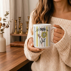Gestreept Boho Bloemig Het Is Oké Om Slechte Dagen Koffiemok