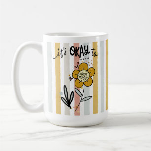 Gestreept Boho Bloemmotief Het Is Oké Om Overnieuw Koffiemok