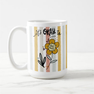 Gestreept Boho Bloemmotief Het Is Oké Om Overnieuw Koffiemok