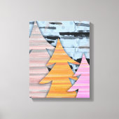 Gestreept Bomen Winter Landschap Scene Canvas Afdruk (Voorkant)