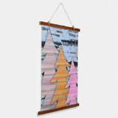 Gestreept Bomen Winter Landschap Scene Hangend Wandkleed (Gebogen)