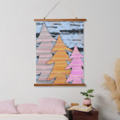 Gestreept Bomen Winter Landschap Scene Hangend Wandkleed (Slaapkamer)