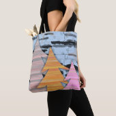 Gestreept Bomen Winter Landschap Scene Tote Bag (Dichtbij)