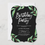 gestreept botanisch | Uitnodiging voor verjaardags (Voorkant)