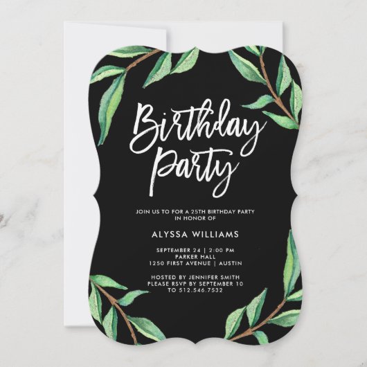 gestreept botanisch | Uitnodiging voor verjaardags (Voorkant)