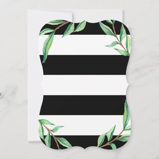 gestreept botanisch | Uitnodiging voor verjaardags (Achterkant)