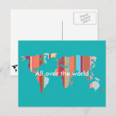 gestreept briefkaart van de wereld (Voorkant / Achterkant)