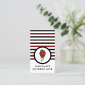 Gestreept Chic Chocolade Aardbei Visitekaartje (Staand voorkant)