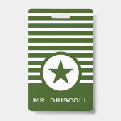 Gestreept Chic Ster Halpas voor Leraren Badge (Achterkant)