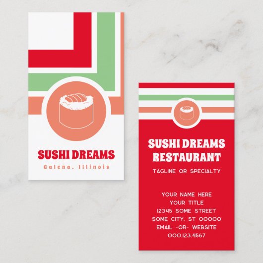 Gestreept chique sushi Visitekaartje (Voorkant / Achterkant)