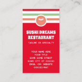 Gestreept chique sushi Visitekaartje (Achterkant)