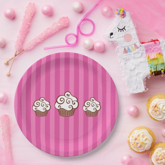 Gestreept Cupcake Papieren Borden  Bordje (Feest)