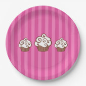 Gestreept Cupcake Papieren Borden  Bordje (Voorkant)