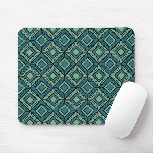 Gestreept Diamanten - Turkoois Muismat (Met muis)
