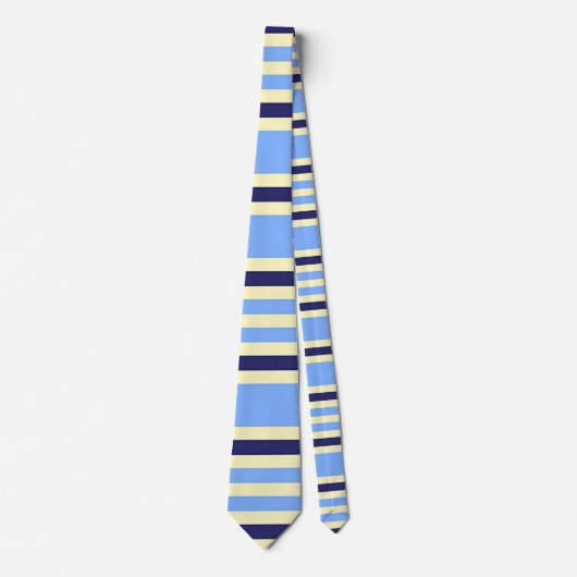 GESTREEPT DONKERBLAUW EN HEMELBLAUW STROPDAS (Voorkant)