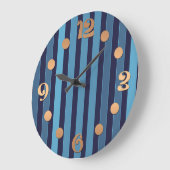 Gestreept effen patroon retro blauw grote klok (Hoek)
