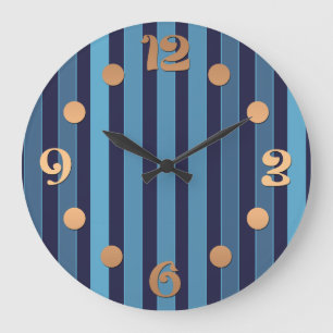 Gestreept effen patroon retro blauw grote klok