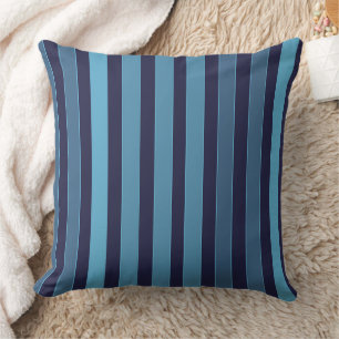 Gestreept effen patroon retro blauw kussen