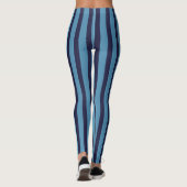 Gestreept effen patroon retro blauw leggings (Achterkant)