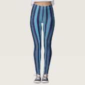 Gestreept effen patroon retro blauw leggings (Voorkant)