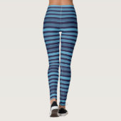 Gestreept effen patroon retro blauw leggings (Achterkant)