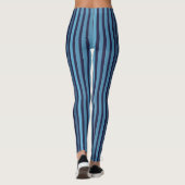 Gestreept effen patroon retro blauw leggings (Achterkant)
