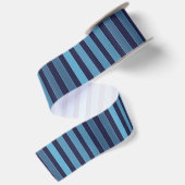 Gestreept effen patroon retro blauw satijnen lint (Achterkant)