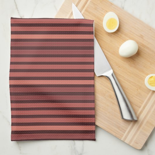 Gestreept effen patroon retro bruin theedoek (Quarter Fold)