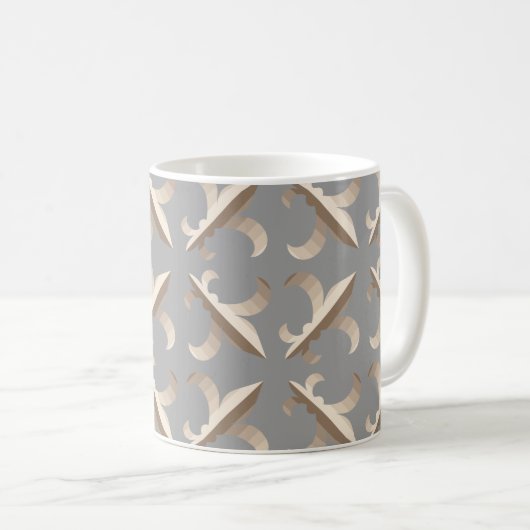Gestreept fleur de lis patroon koffiemok (Voorkant rechts)